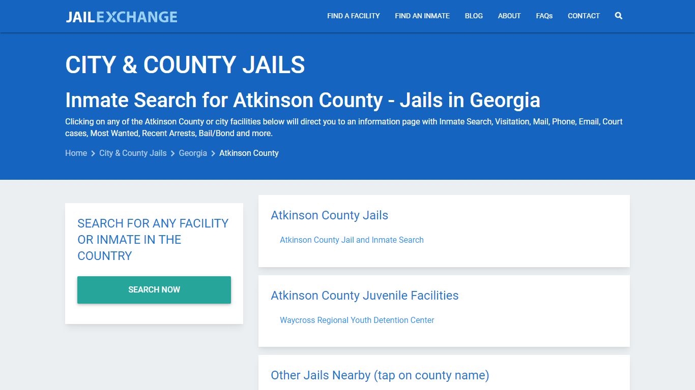 Inmate Search for Atkinson County | Jails in Georgia - Jail Exchange